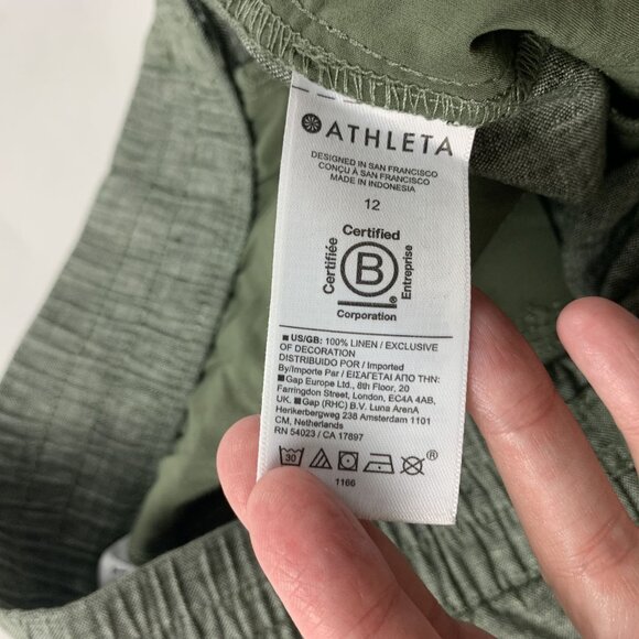 Athleta Aspen Olive Linen Voyager Bermuda Short 12 - Picture 5 of 7